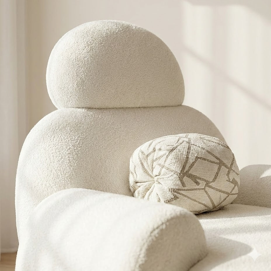 Beech wood swing chair with pouf 85x85cm - WM133