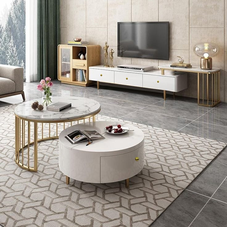 ترابيزة تليفزيون مع ترابيزة قهوة