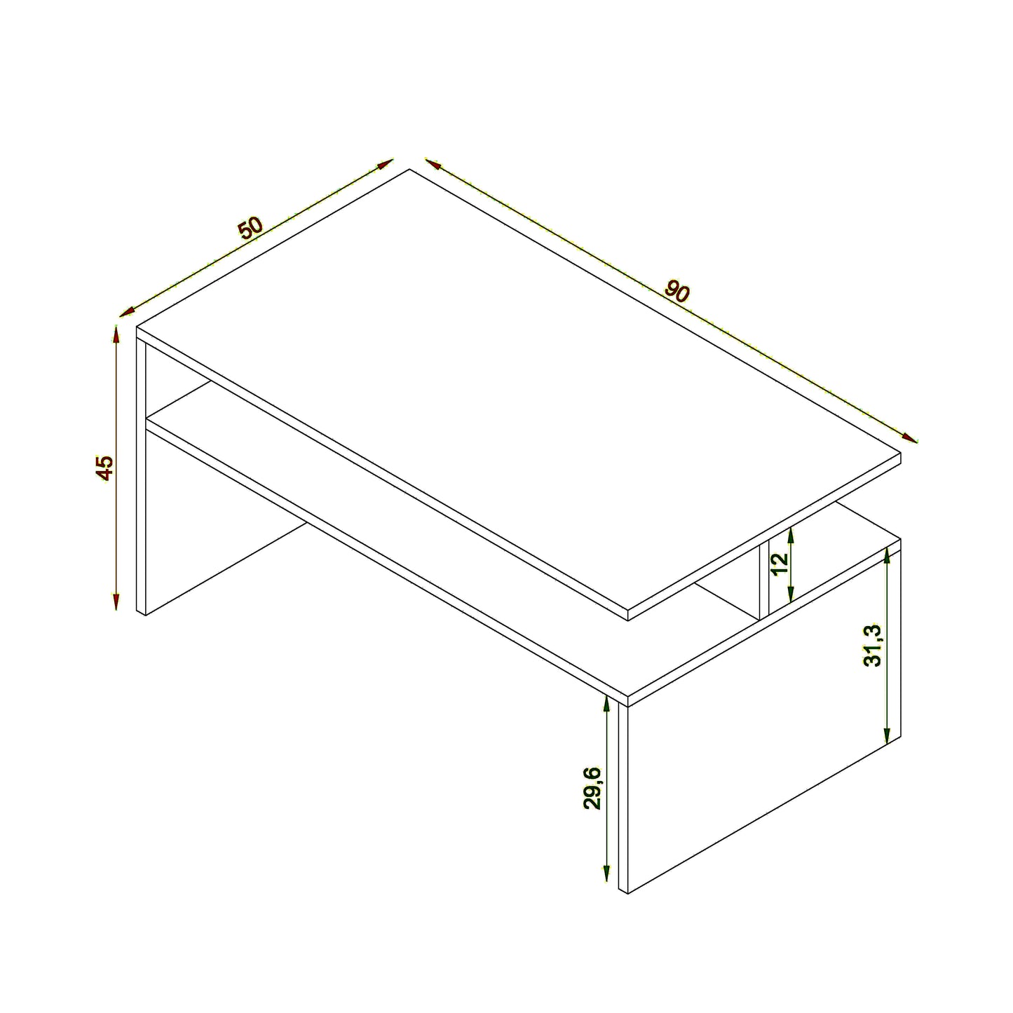 Coffee table 50 x 90 cm - ZAF10