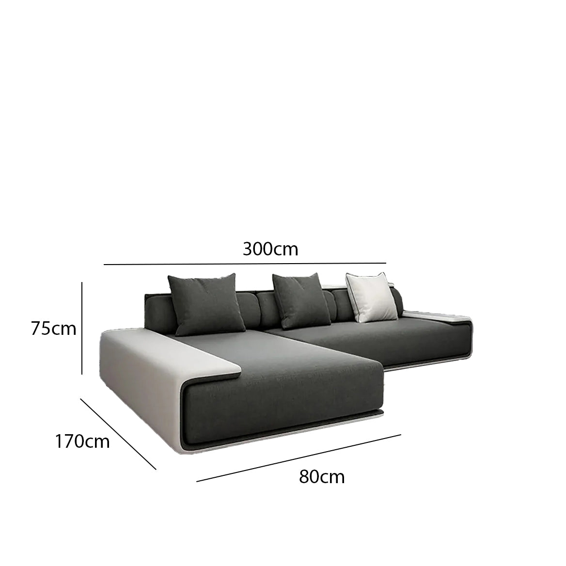 Beech wood corner sofa 170 x 300 cm - OUR45