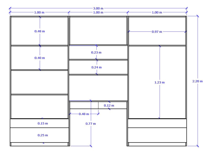 Built-in wardrobe with desk 300 x 220 cm - SHR518