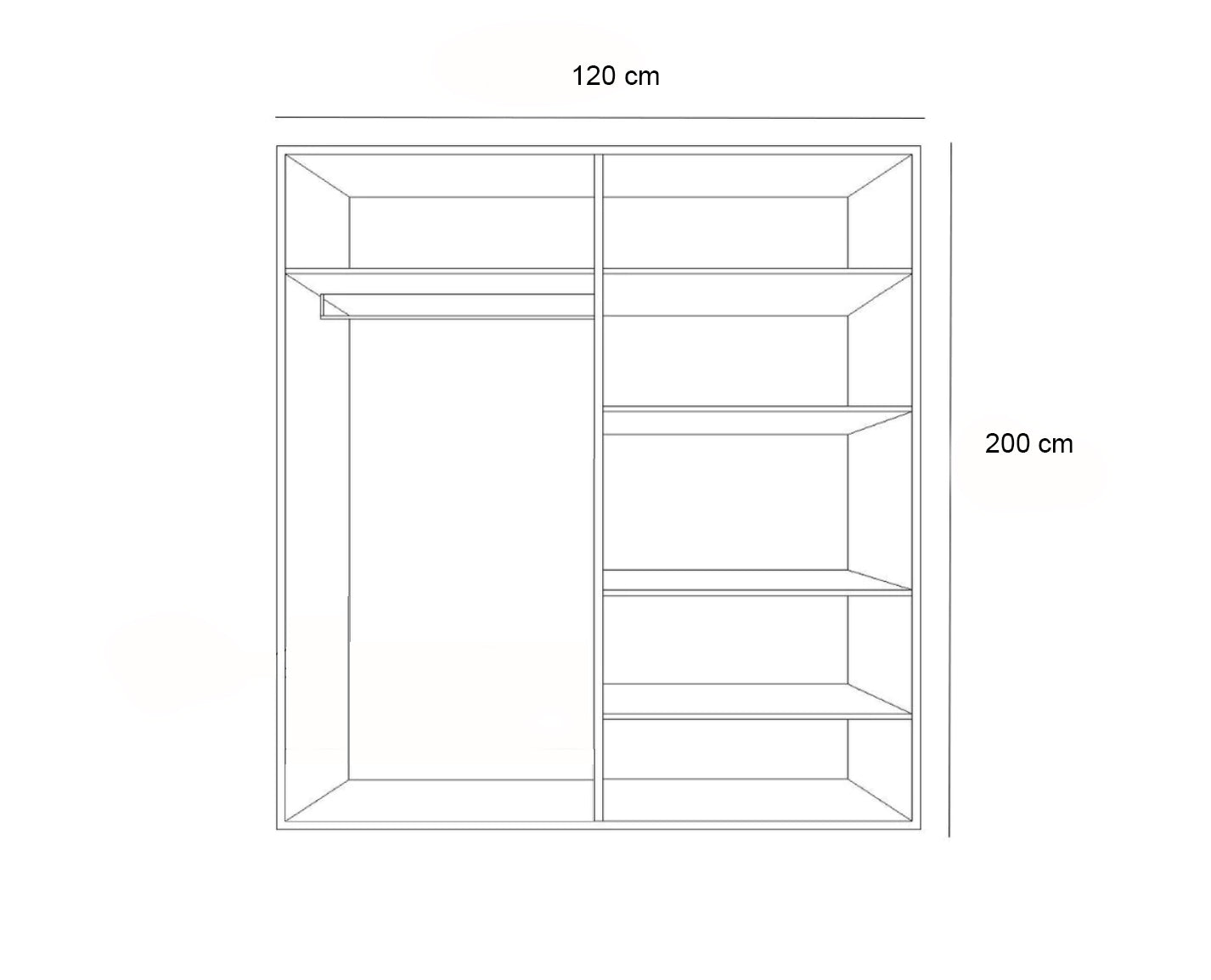 Wardrobe 200 x 120 cm - Multiple colors - WK46
