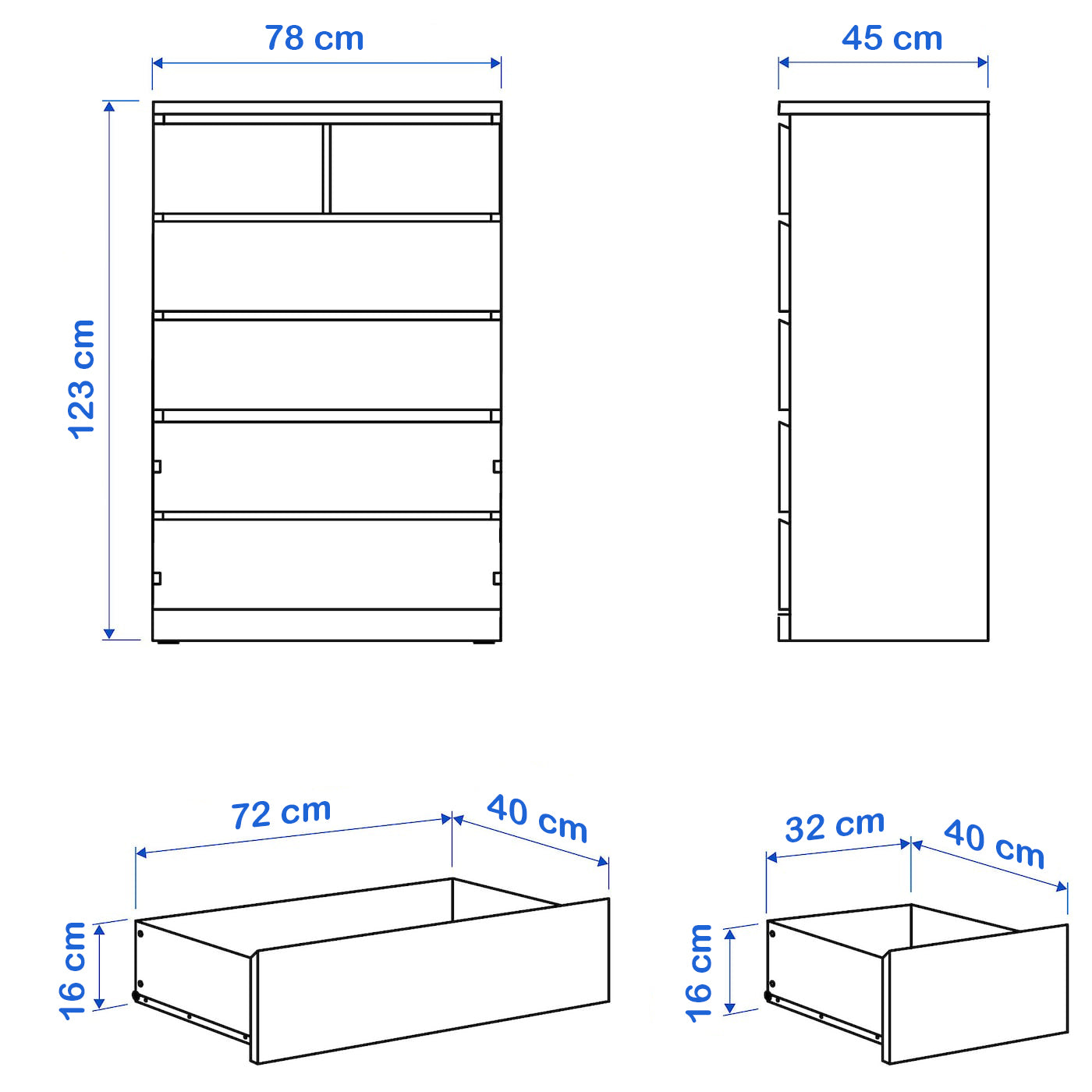 Drawer unit 78 x 45 cm - WDY18