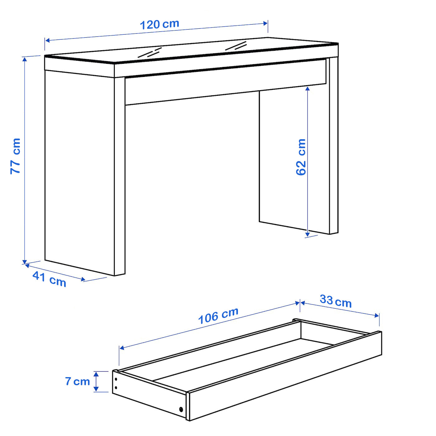 Desk 120 x 41 cm - WDY03