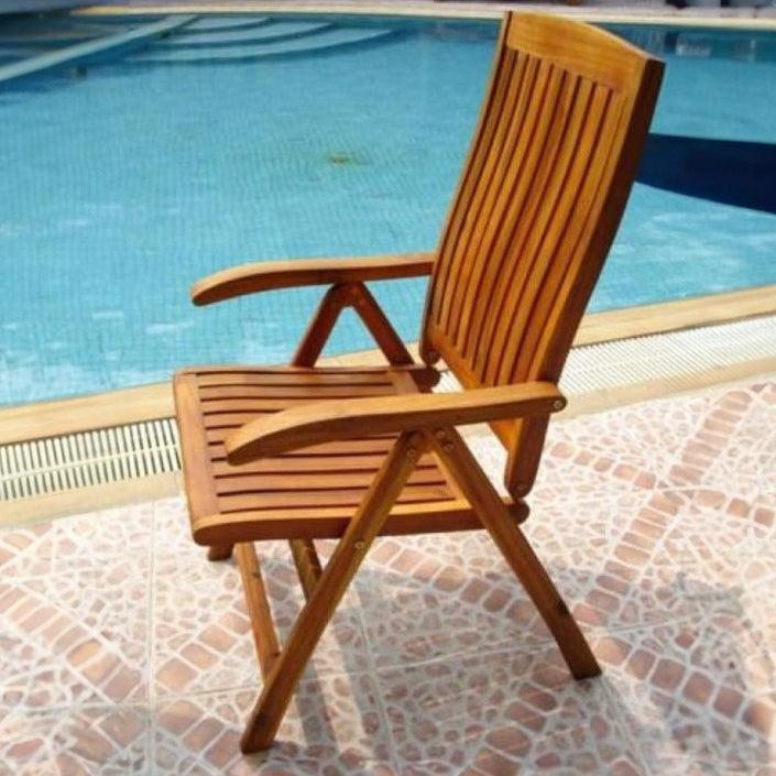 كرسي خارجي خشب زان 90×47سم - OUR121