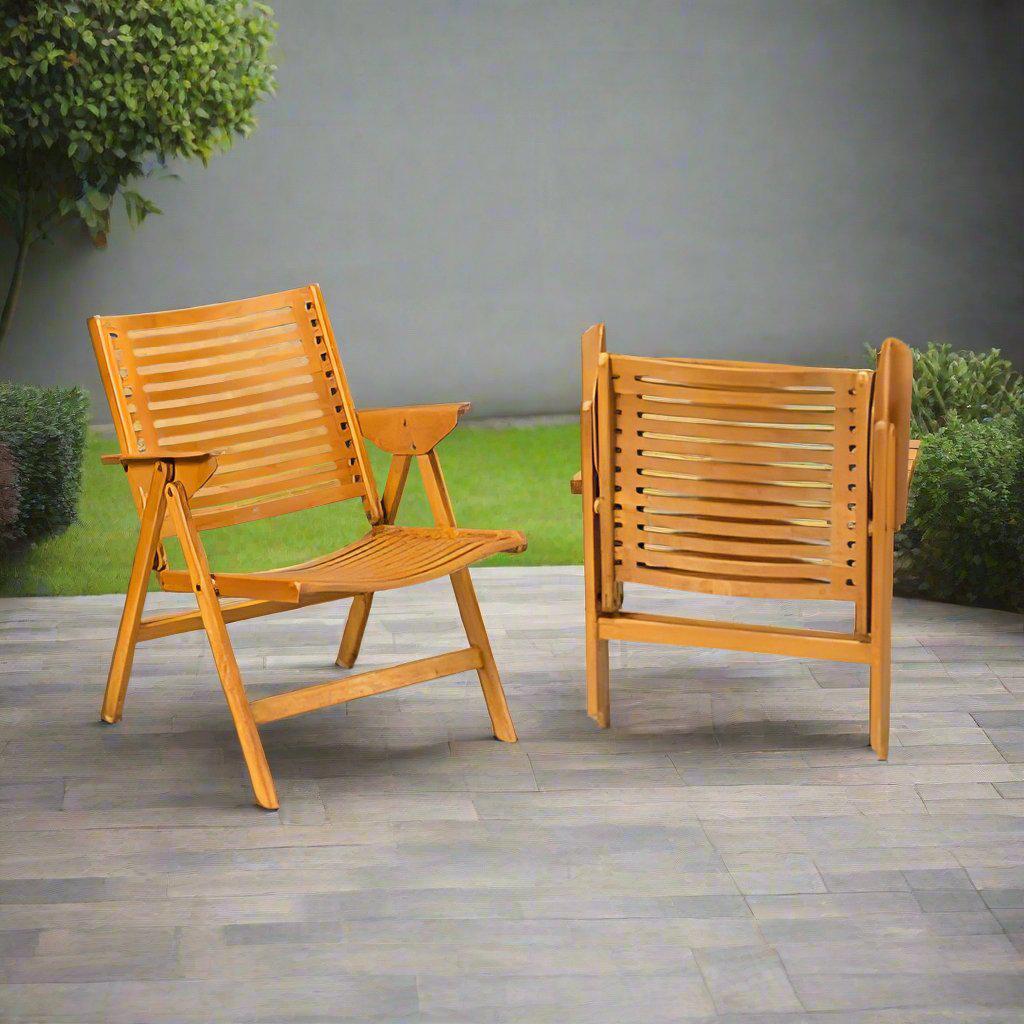 كرسي خارجي خشب زان 90×47سم - OUR122