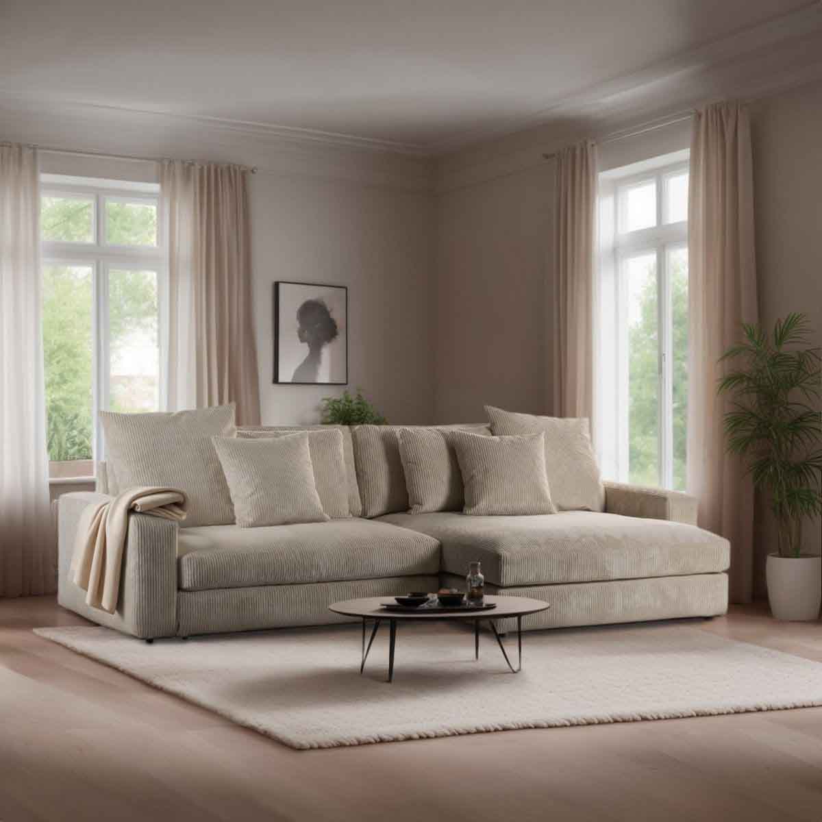 Beech wood corner sofa 250 x 130 cm