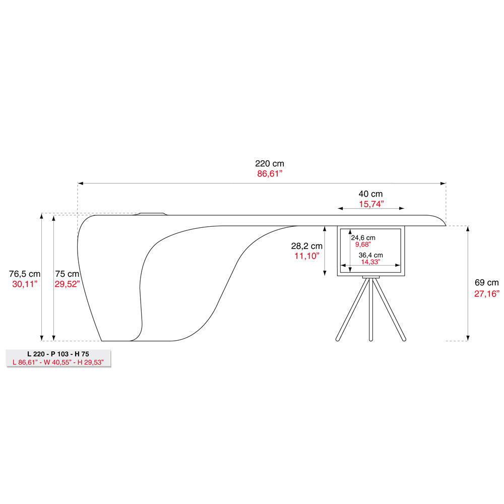 مكتب مدير خشب طبيعي 70×220سم - PIO65