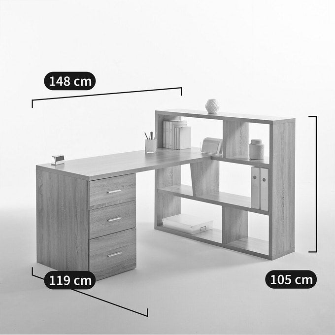 Desk with bookcase 120 x 140 cm - SHR81