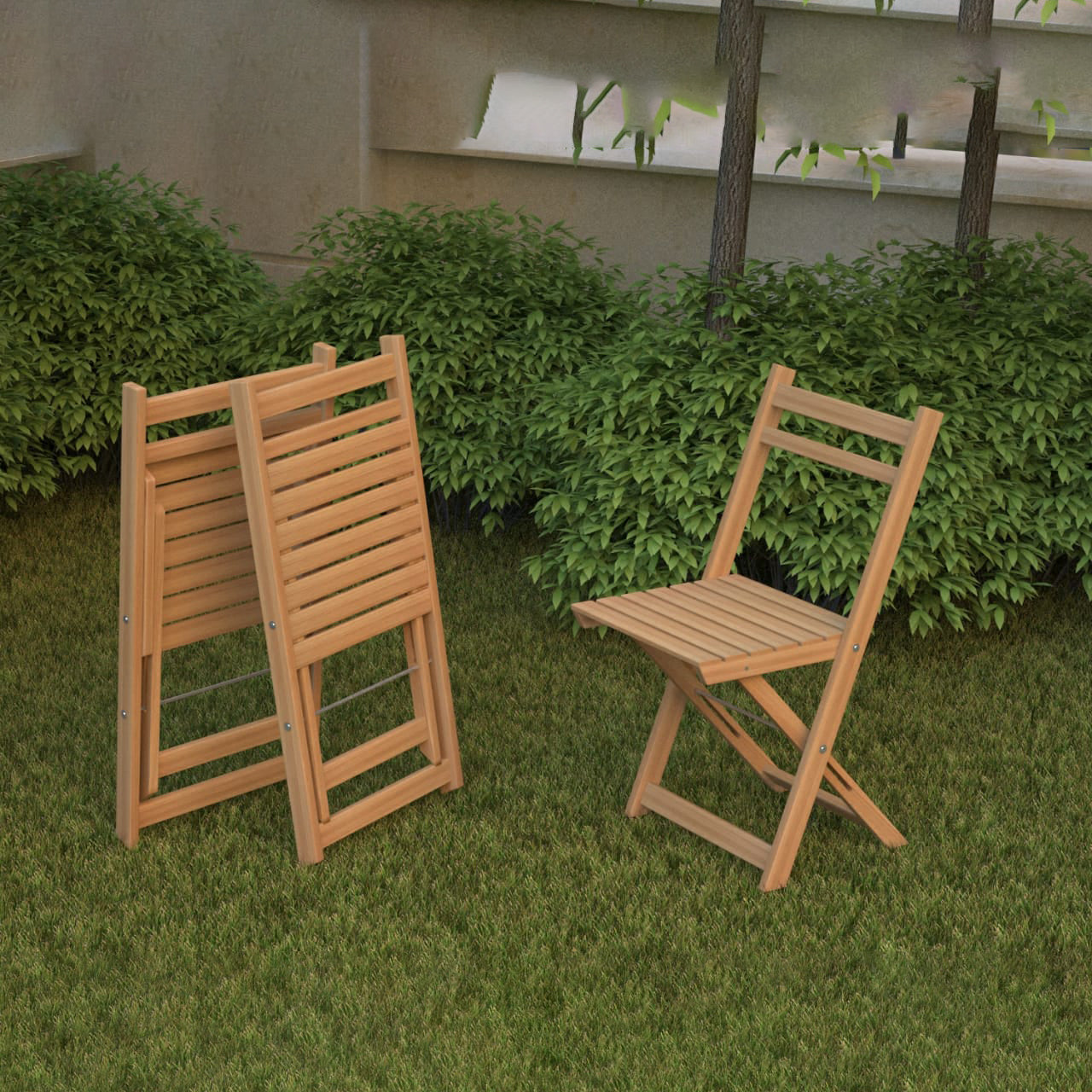 طقم خارجي خشب زان طبيعي كرسيين مع ترابيزة - MNR1