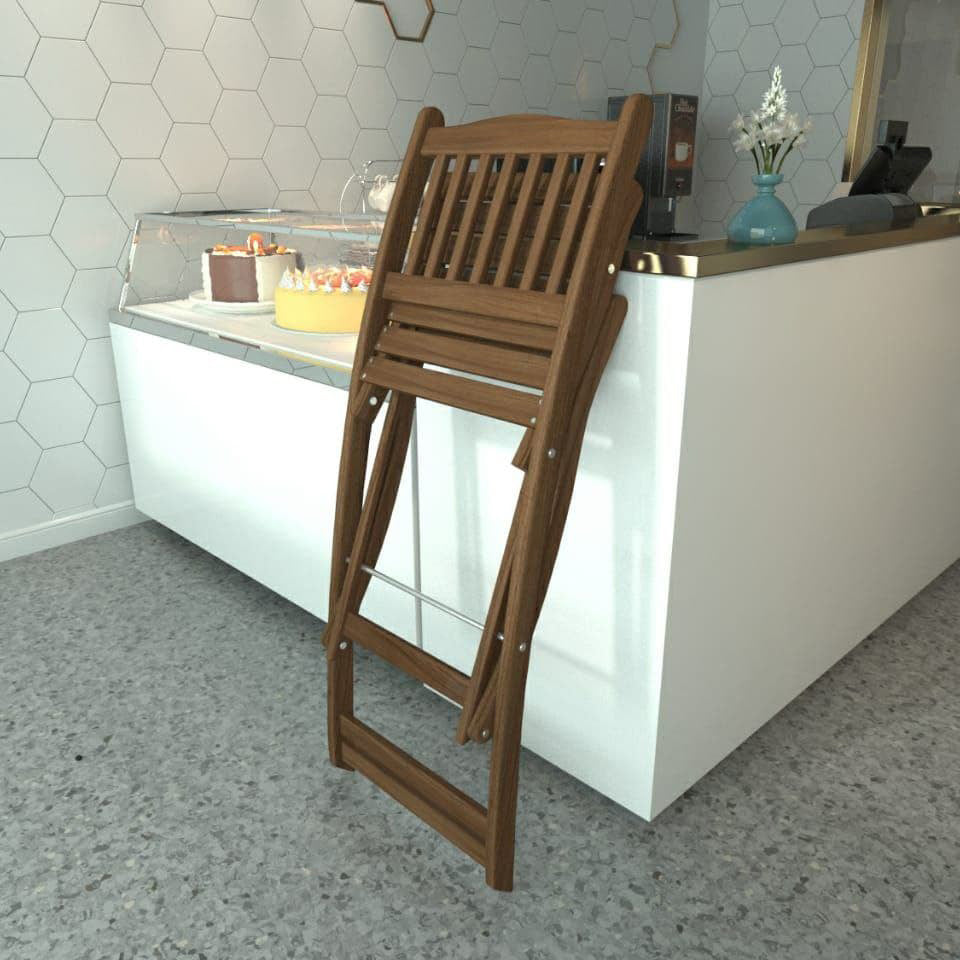 كرسي بار خشب زان طبيعي 45×45سم-MNR21