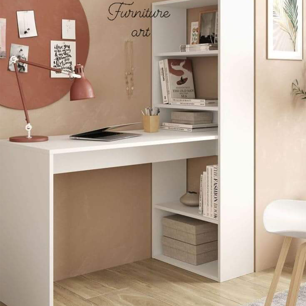مكتب مع وحدة أرفف