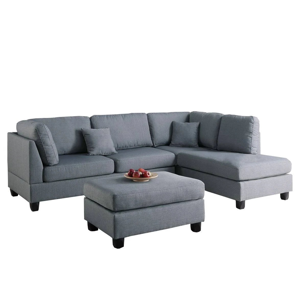 Beech wood Corner sofa with pouf - FAK19