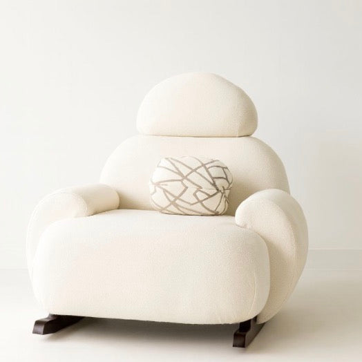Beech wood swing chair with pouf 85x85cm - WM133
