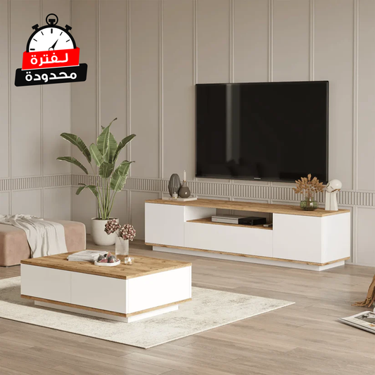 ترابيزة تليفزيون مع ترابيزة قهوة