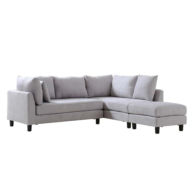 Beech wood Corner sofa and pouf   215 x150 cm-SBF60