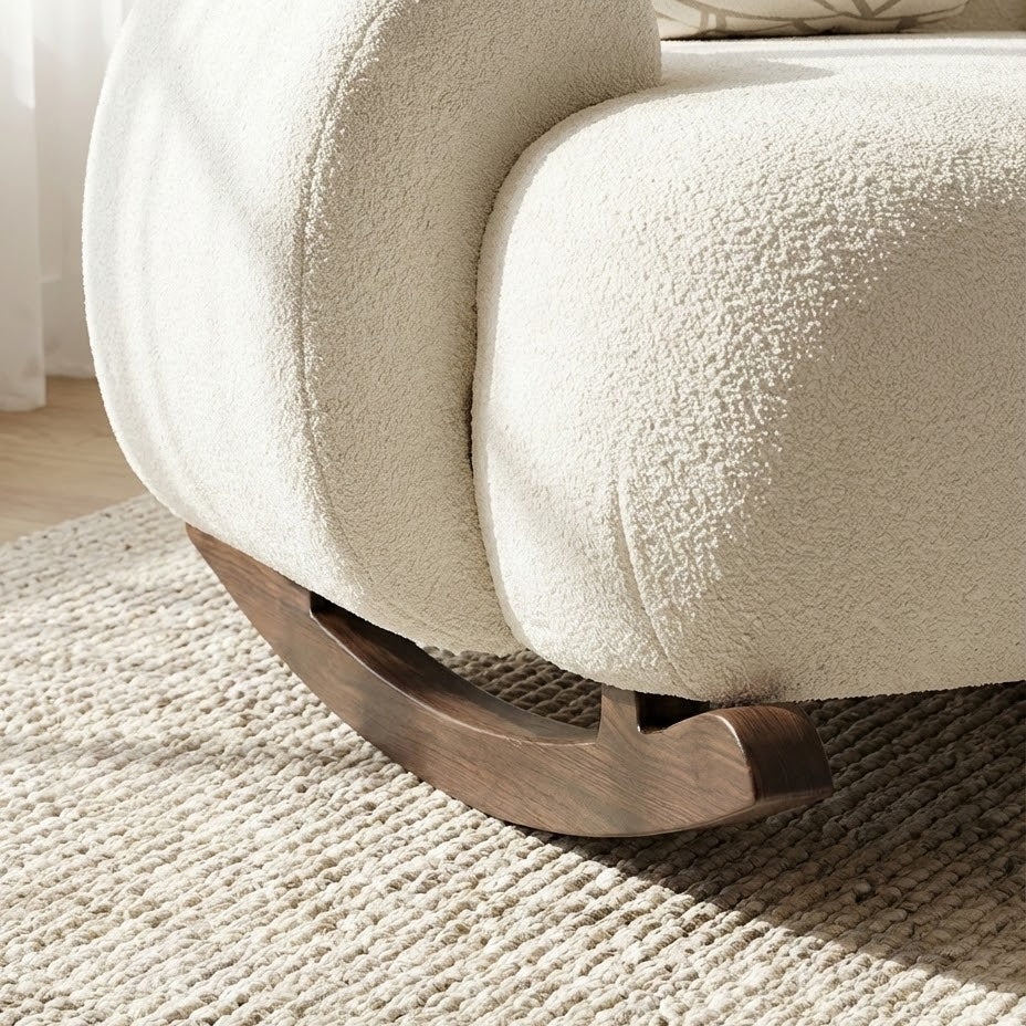 Beech wood swing chair with pouf 85x85cm - WM133