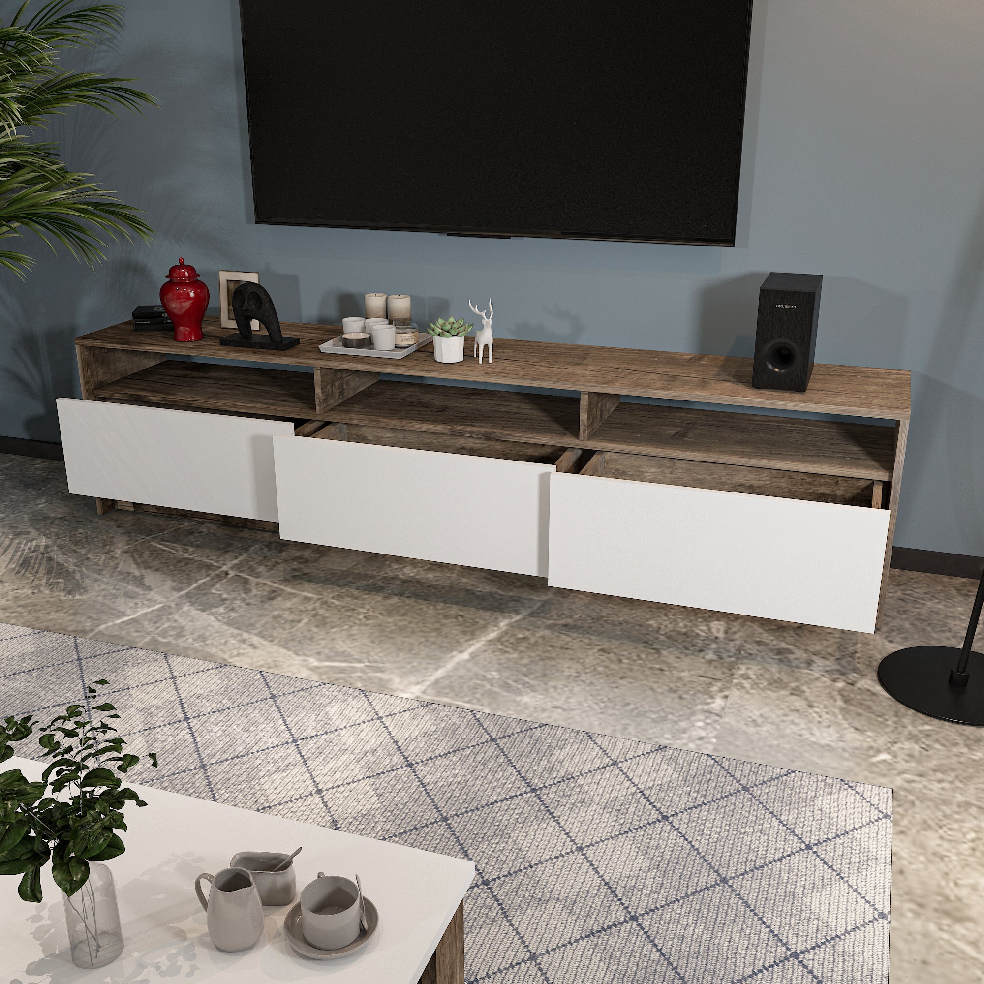 TV Table 35 X 200 Cm ZAF121 Chic Homz Tv table 35 x 200 cm zaf121 chic homz