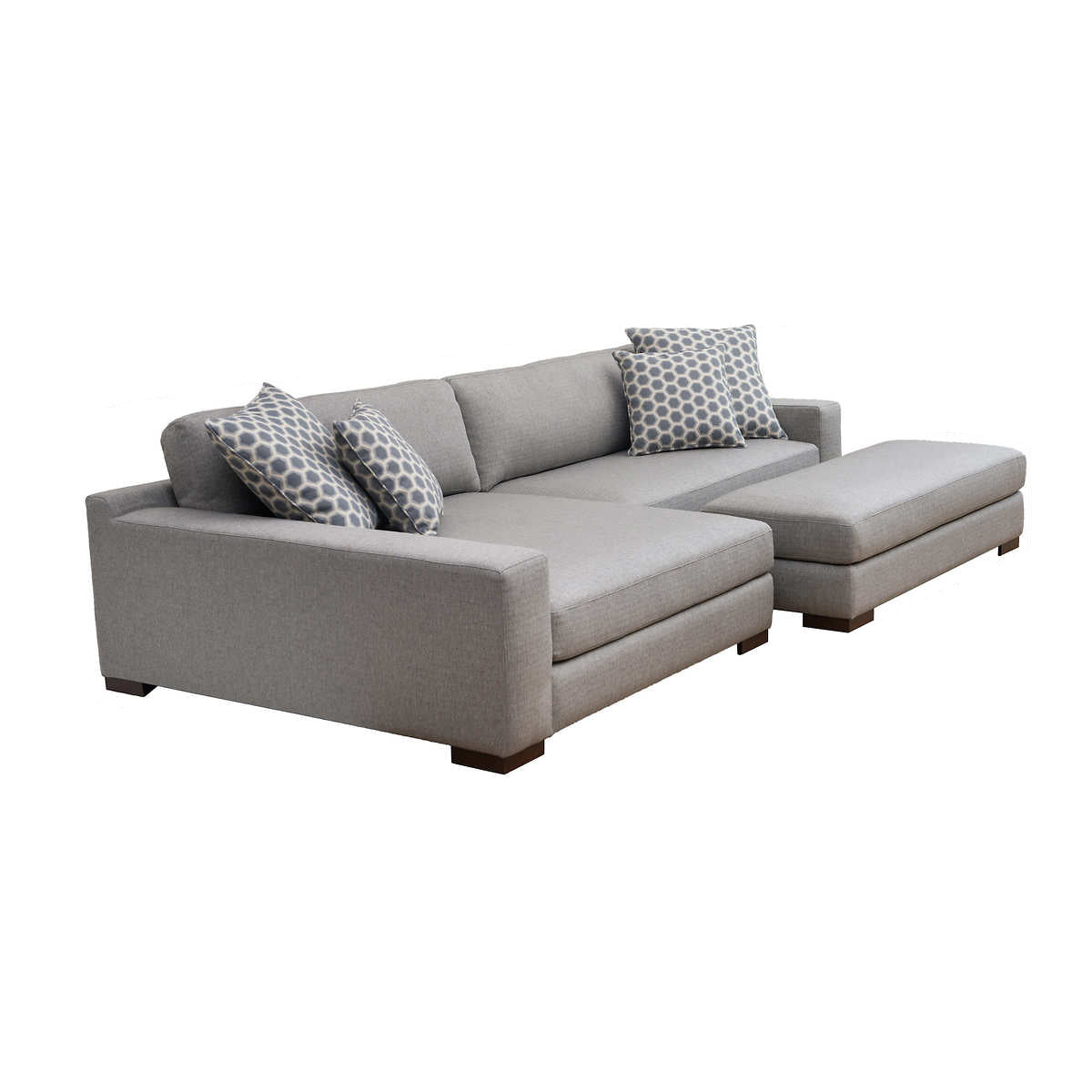 Beech wood Corner sofa with pouf - FAK51