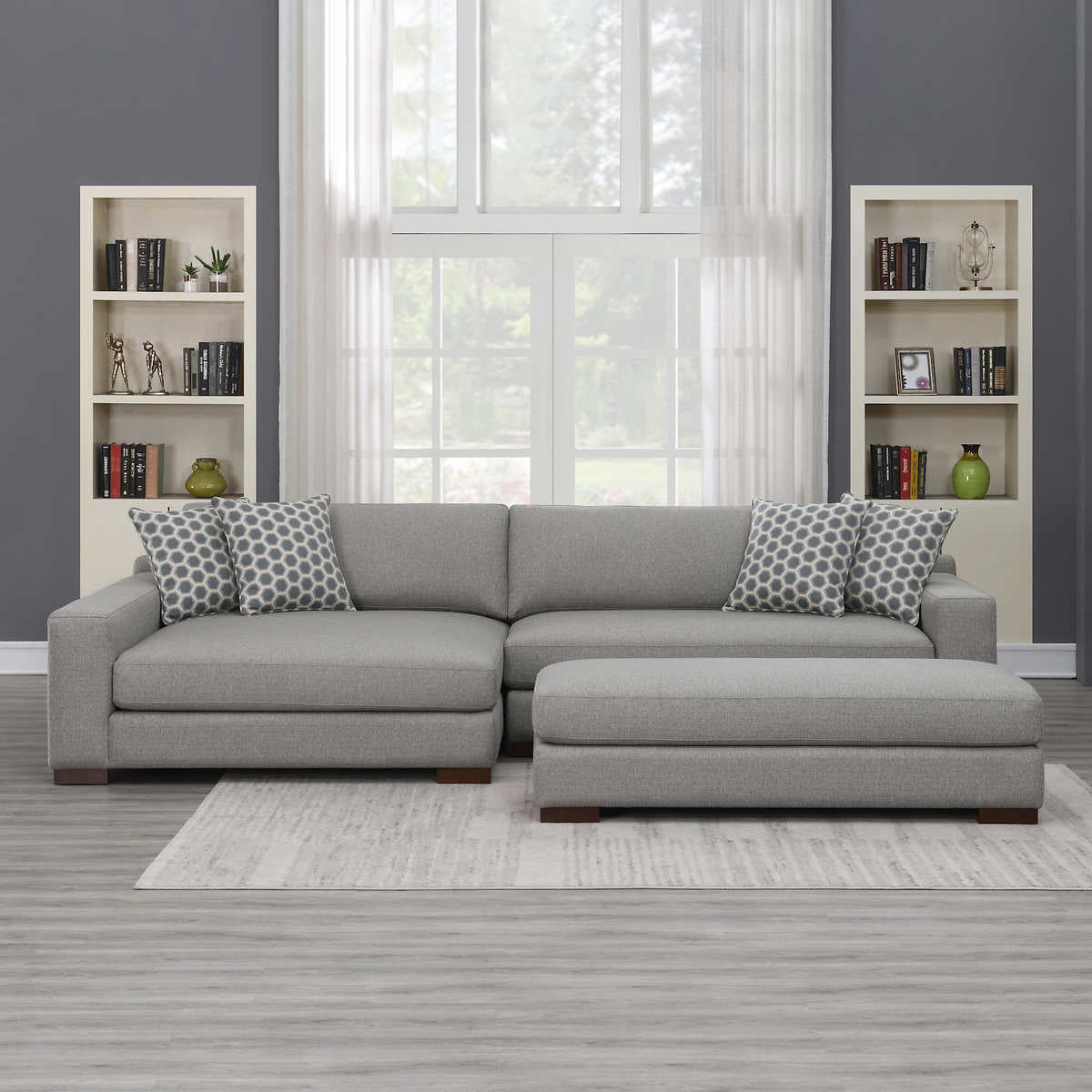 Beech wood Corner sofa with pouf - FAK51