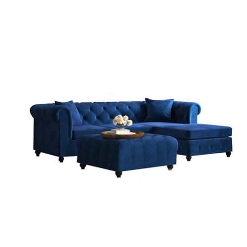 Beech wood Sofa with 2 poufs - FAK58