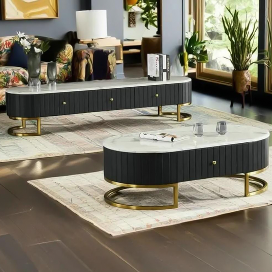 طقم ترابيزة تليفزيون مع ترابيزة قهوة