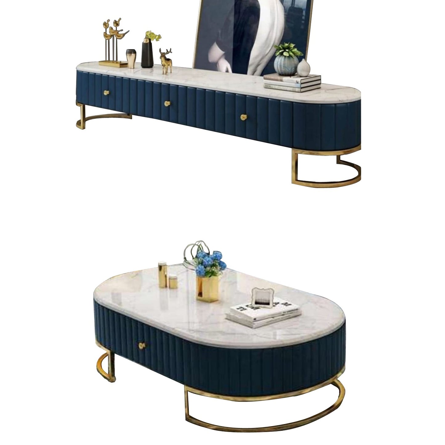 طقم ترابيزة تليفزيون مع ترابيزة قهوة - قطعتين- GAN72