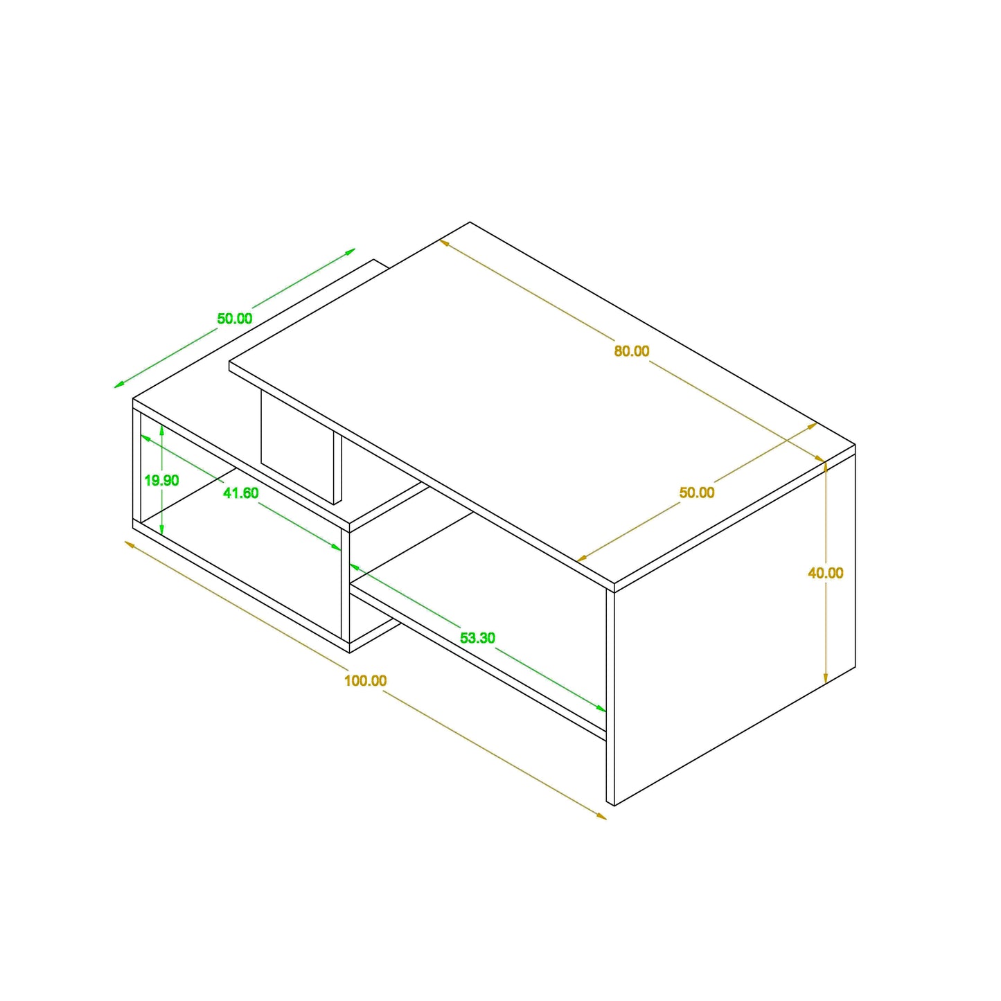 Coffee table 50 x 100 cm - ZAF35