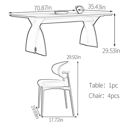 Beech wood dining table - 5 pieces - HMS55
