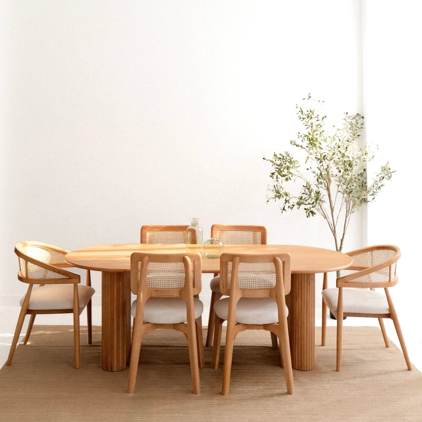 Beech Wood Dining Table - 7 Pieces - HMS57