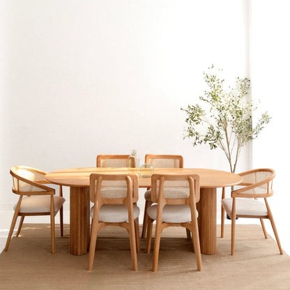 Beech Wood Dining Table - 7 Pieces - HMS57