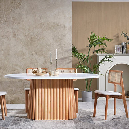 Beech Wood Dining Table - 7 Pieces - HMS59