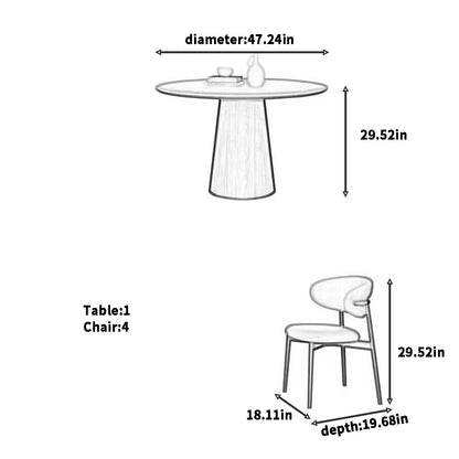 Beech Wood Dining Table - 5 Pieces - HMS47