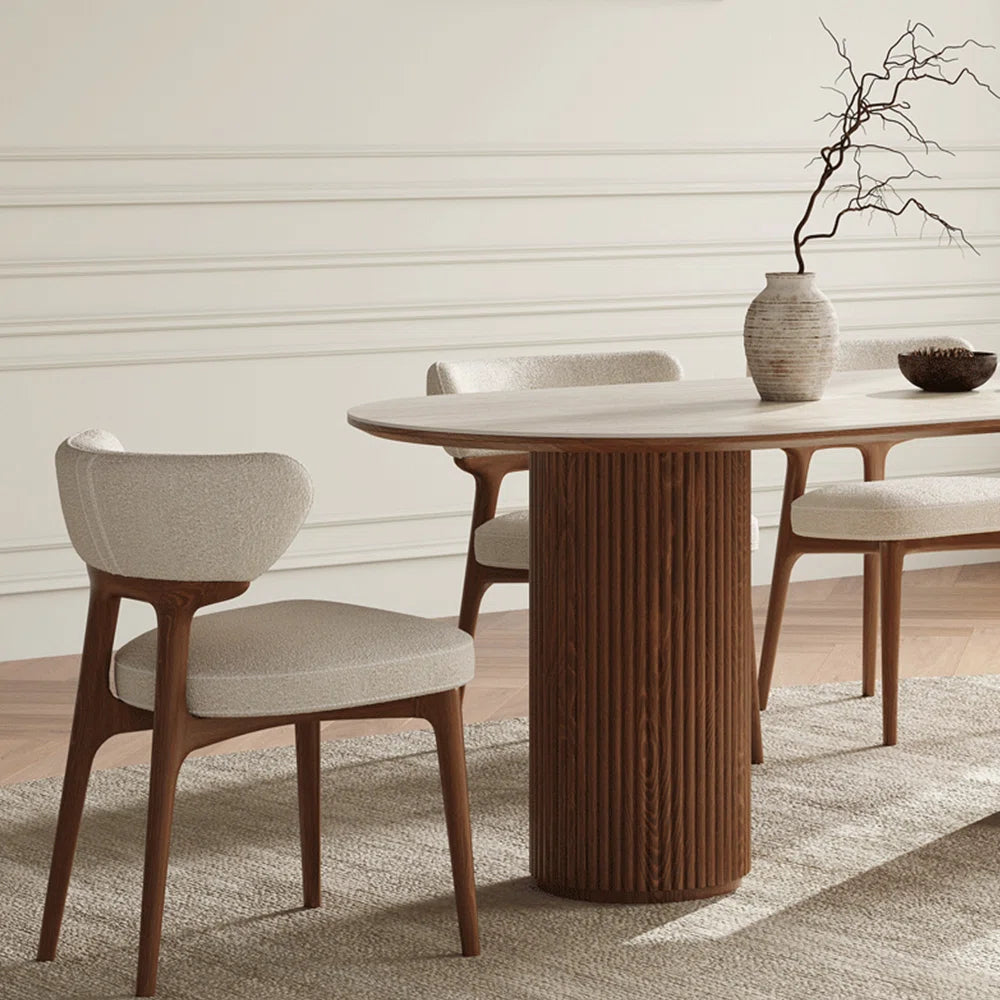 Beech Wood Dining Table - 7 Pieces - HMS49