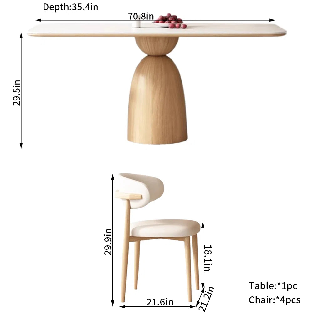 ترابيزة سفرة خشب زان - 5 قطع - HMS51