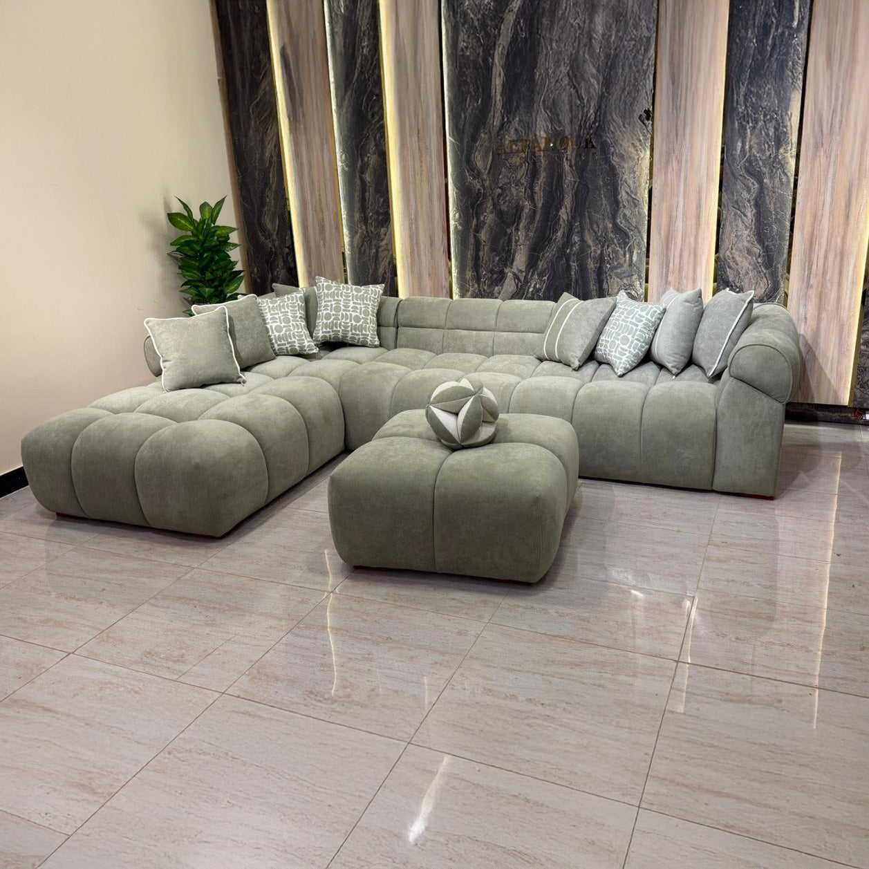 Corner sofa made of beech wood, 310 x 210 cm - RUK1