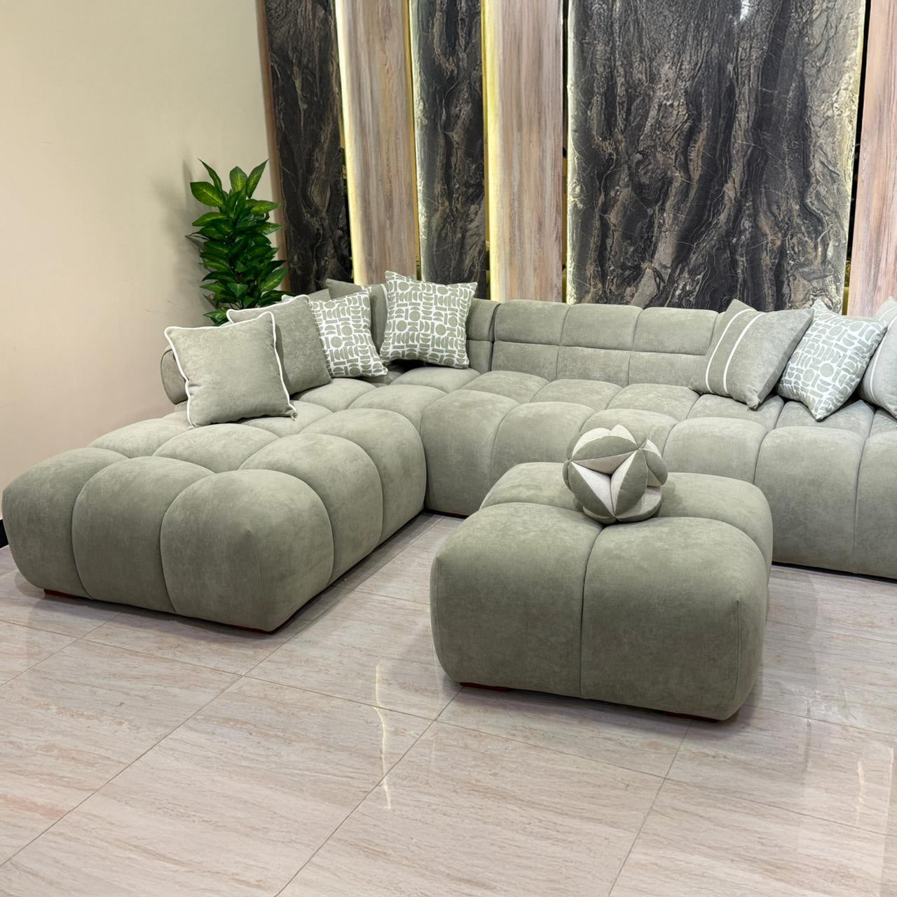 Corner sofa made of beech wood, 310 x 210 cm - RUK1