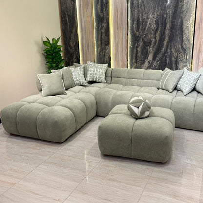 Corner sofa made of beech wood, 310 x 210 cm - RUK1