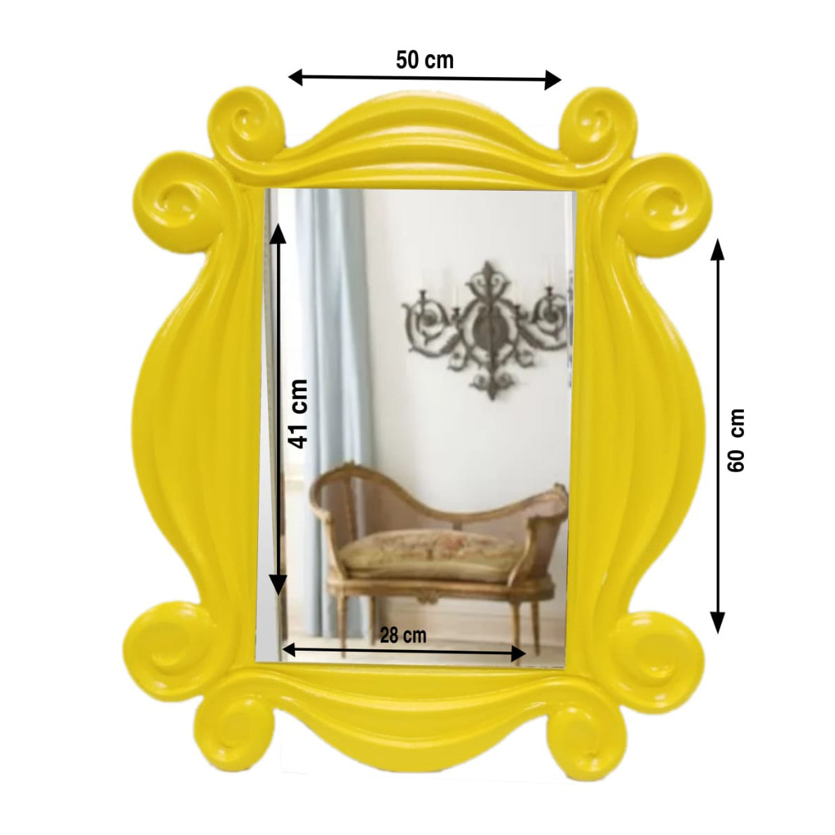 Wall Mirror - Yellow Frame 48x60cm - HOS11