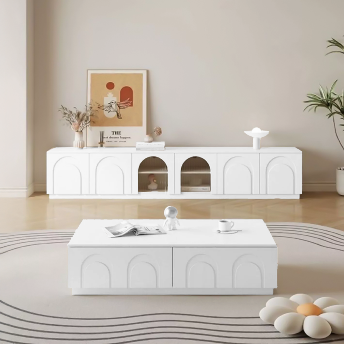 طقم ترابيزة تليفزيون مع ترابيزة قهوة