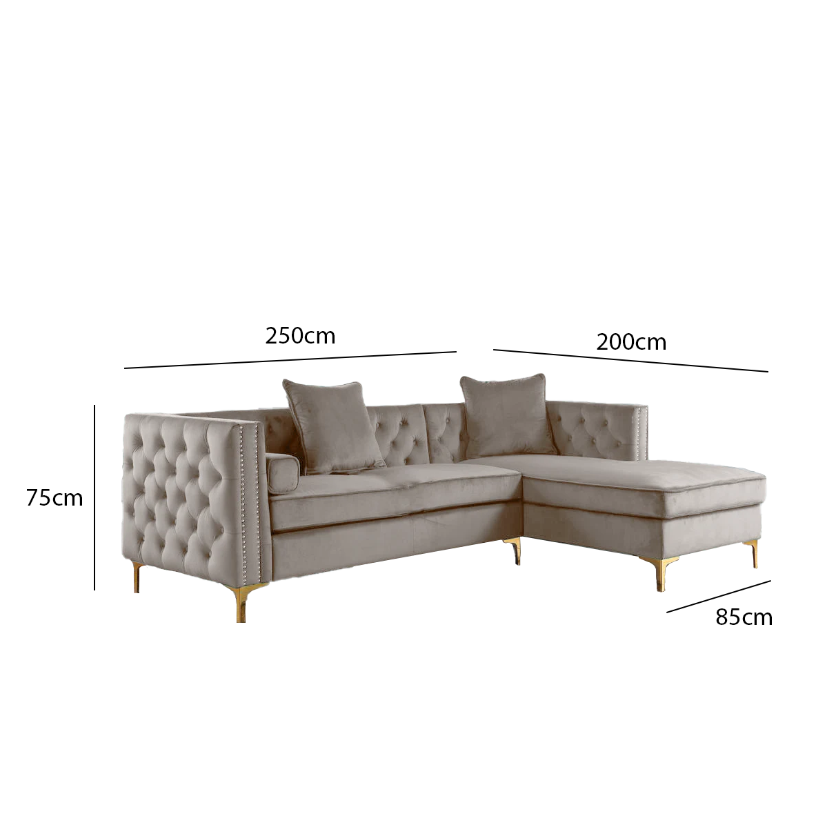corner sofa 250 x 200 cm - multiple colors - KM1004