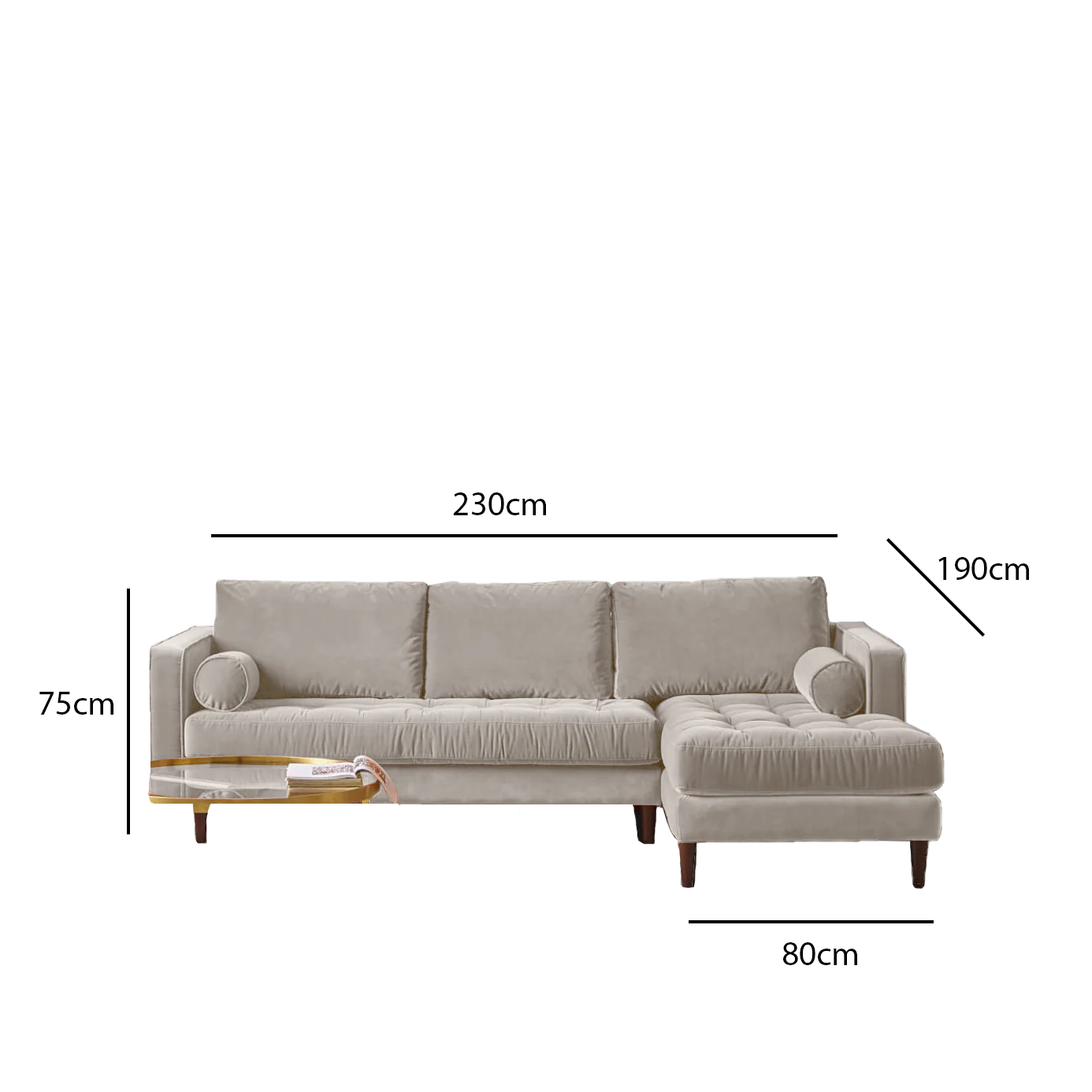 Corner sofa 190 x 230 cm - multiple colors - KM1005