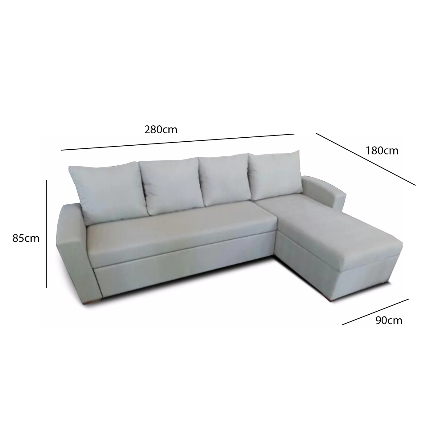 Beech wood sofa corner 280 x 180 cm - multiple colors - KM141