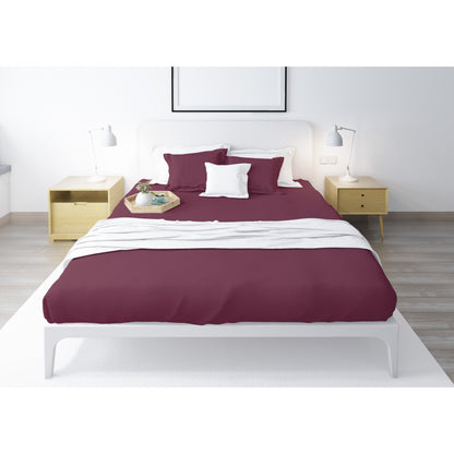 Burgundy fitted sheet set, 250tc percale cotton and 2 pillowcases - multiple sizes - BD326