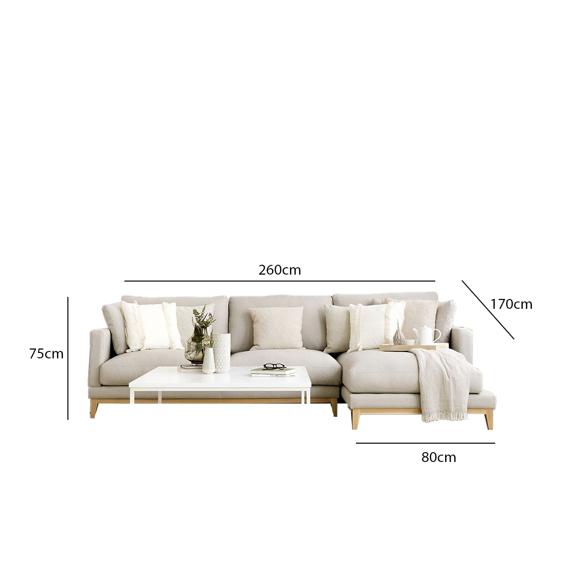 Beech wood corner sofa 260 x 170 cm-SBF68