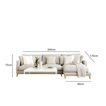 Beech wood corner sofa 260 x 170 cm-SBF68