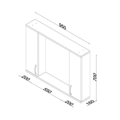 Bathroom Storage Unit with Mirrors 95x70cm - KAF23