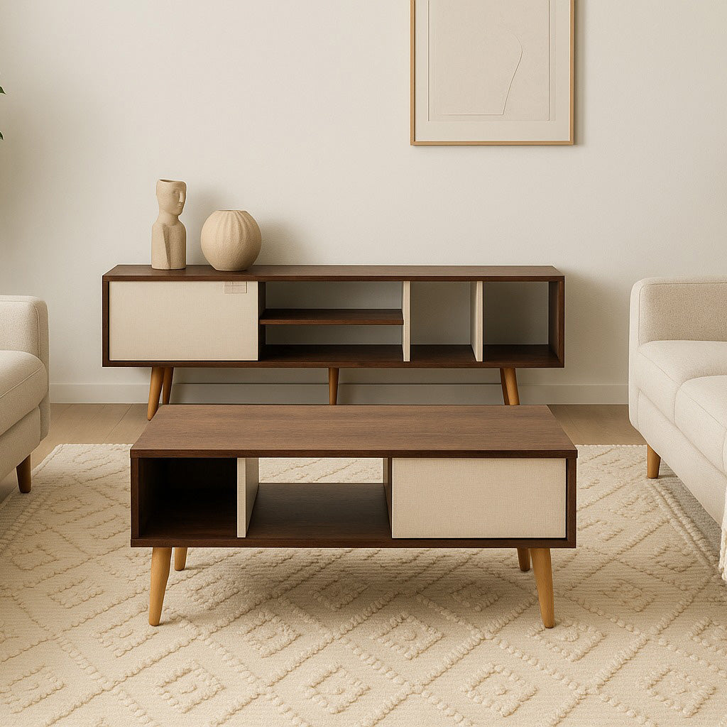 ترابيزة تليفزيون مع ترابيزة قهوة