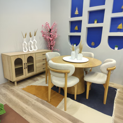 Beech wood dining table - 5 pieces - MES205