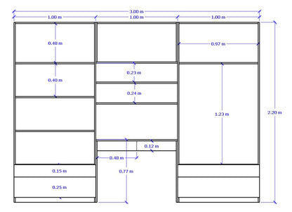 Built-in wardrobe with desk 300 x 220 cm - SHR518